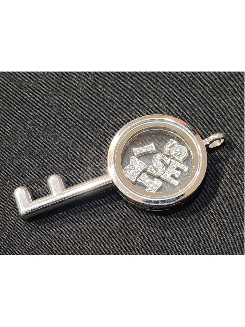 Rhinestone Sister Floating Charm Key Pendant